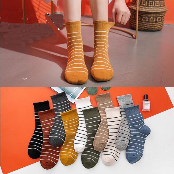 

autumn and winter new stripes women's socks & hosiery llw071 fashion lady gift classic middle tube absorbs sweat stockings, Black;white