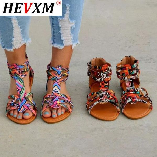

sandals lady casual shoes plus size 35-43 women bohemia colorful summer gladiator flat ankle strap 1unf, Black