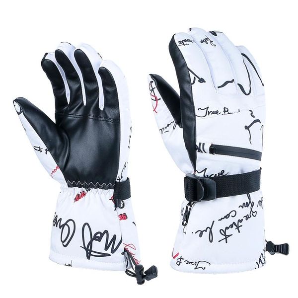 

ski gloves winter warm touchscreen waterproof plush lined snowboard mitten h053