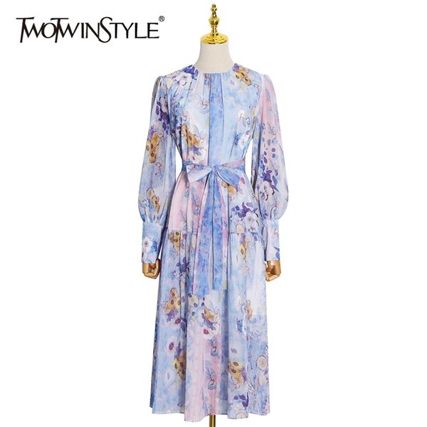

vintage spring print dress for women o neck long sleeve high waist hit color dresses female fashion clothing 210520, Black;gray