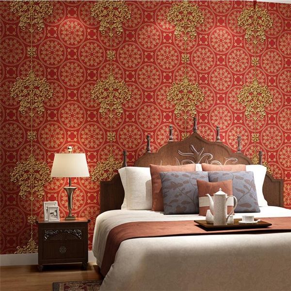 

wallpapers high-end 3d stereo chinese red knot wallpaper living room bedroom el tv background wall