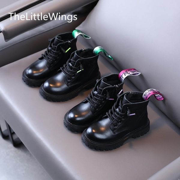 

boots 2021 autumn children' genuine leather shoes boys perfect girls casual soft bottom comfortable 4-15 years old, Black;grey