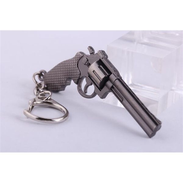 

6cm miniature revolver pistol weapon fashion model keychain key rings mini gun key chain for men jewelry surprise gic6f5, Silver