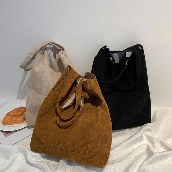 

evening bags 63hc corduroy tote bag reusable handbag women's shoulder handbags travel beach clutch