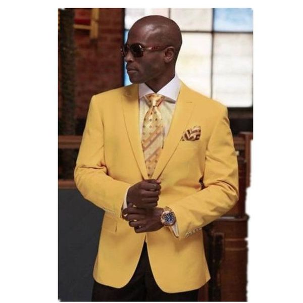 

fashion men suits 2021 party tuxedos bespoke yellow men's blazer pants formal man groom wedding & blazers, White;black