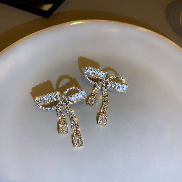 

925 silver needle super fairy earrings women fashion design feeling bow temperament earrings