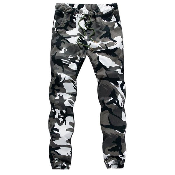 

men's pants men camouflage autumn fashion casual printed tethered tie feet trousers military outdoor sports, Black