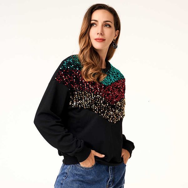 

women's t-shirt spring autumn fashion college style plush leopard print color matching short long-sleeved sweater hf19, White