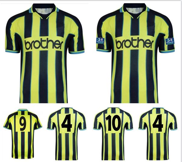 

1998 1999 paul dickov goater wiekens retro soccer jersey 98 99 michael brown jeff whitley horlock away classic vintage football shirt, Black;yellow