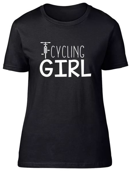 

cycling girl fitted womens ladies t shirt, White;black