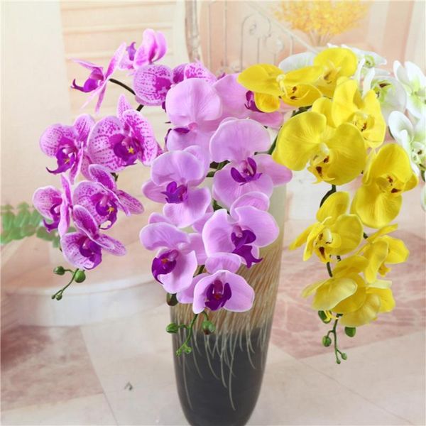 

decorative flowers & wreaths 9 heads 95cm artificial flower phalaenopsis latex silicone real touch big orchid wedding 1pcs