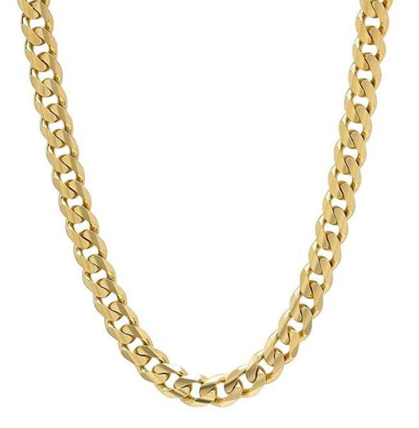 

chains stainless steel cuban curb chain necklace 5mm/8mm heavy in yellow gold for mens 24 inches, Silver