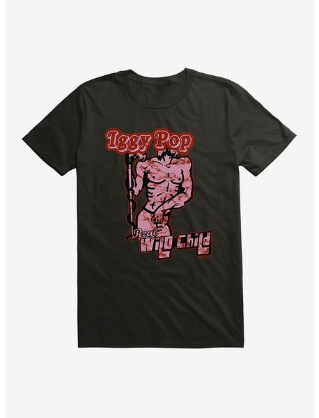

iggy pop wild child colored t-shirt, White;black