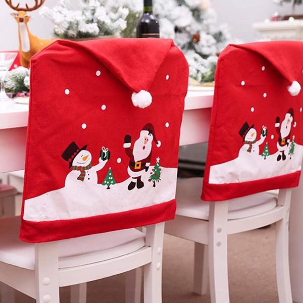 

chair covers xmas cap sets, santa hat covers, red dinner protector sets for christmas banquet holiday festival decor, s