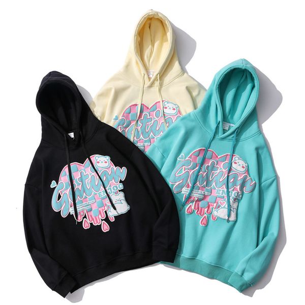 

men's hoodies & sweatshirts and women's thick hooded sweatshirts, harajuku foam printed street clothes, warm wool underwear, large, Black