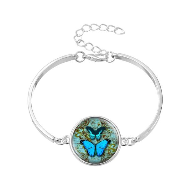 

charm bracelets houbian handmade glass dome bracelet cute butterfly time gems jewelry, Golden;silver