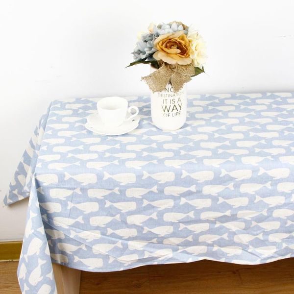 

table cloth japanese style square rectangle white whale print cotton linen tablecloth dining cover kitchen home decor