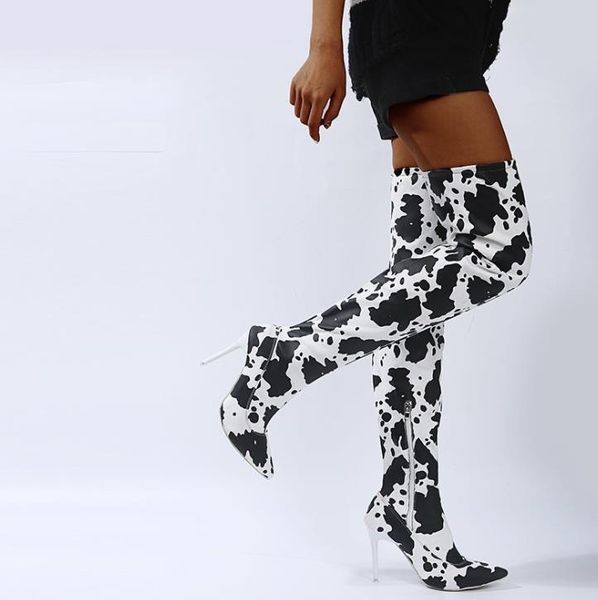 

boots 2021 autumn and winter fashion stiletto high-heeled waterproof platform over the knee stretch large size foreign trade, Black