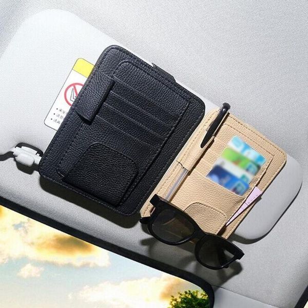 

storage bags car vehicle sun visor sunglasses eyeglasses glasses holder clip package id pu bag organizer