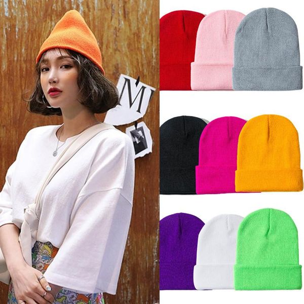 

beanie/skull caps 2021 winter hats for women men beanies knitted solid cool hat girls autumn female beanie warm bonnet casual cap wholesale, Blue;gray