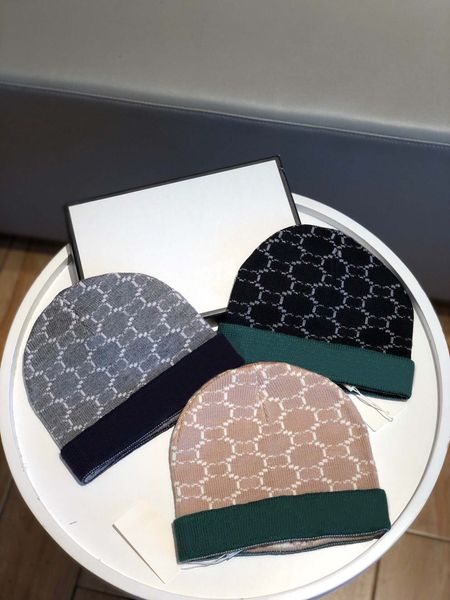 

2021 fashion mens designers hats bonnet winter beanie knitted wool hat plus velvet, Blue;gray