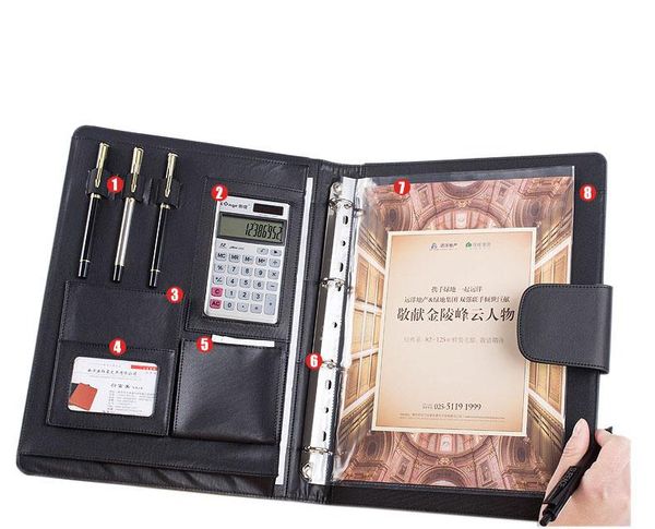 

business card files multifunctional file folder a4 , pu leather 4-rings letter size document folders. for 8.5x11 inch