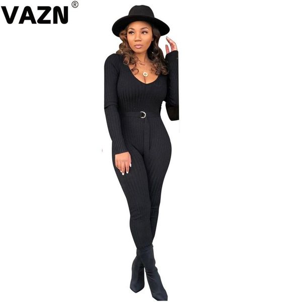 

women's jumpsuits & rompers vazn gym18320 street style party club elegant formal lady jumpsuit v-neck sleeveless long pant wind, Black;white