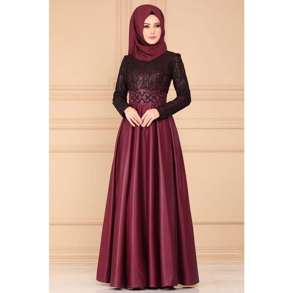 

ethnic clothing wepbel arab women muslim dresses lace vintage large swing stitching plus size dress style round neck long sleeve s-5xl, Red