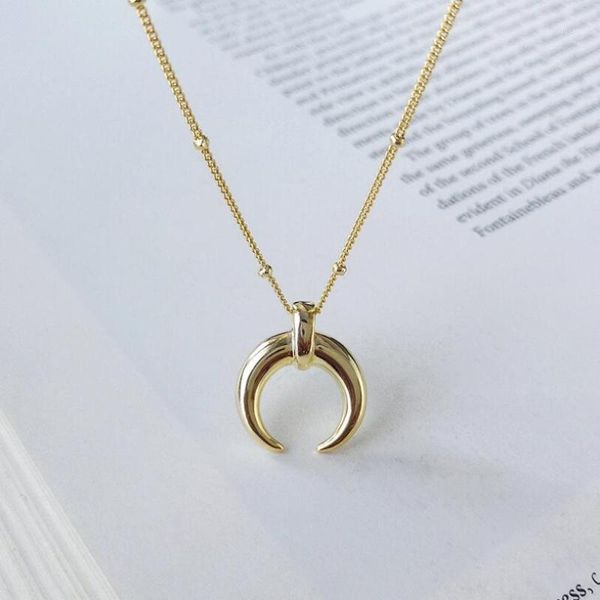 

delicate moon pendant necklace jewelry curved moon necklace gold color 925 silver horn jewelry birthday gift1