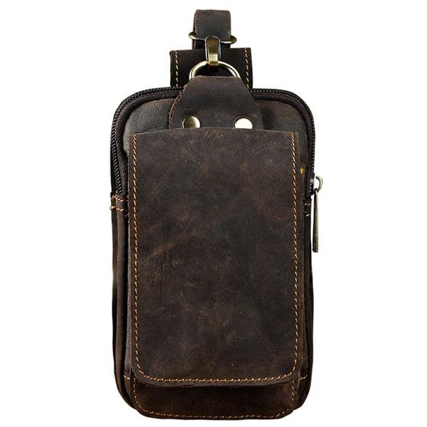 

men small waist bag cowhide fashion hook bum belt pack cigarette case bags