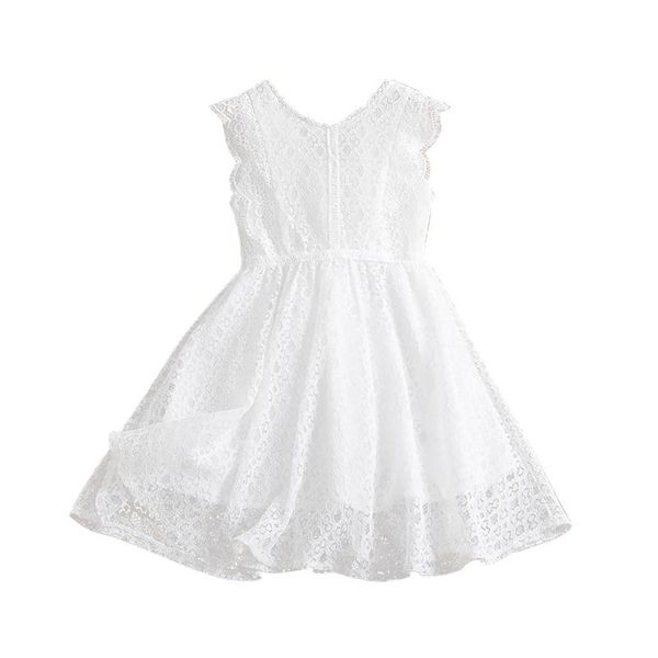 

girl's dresses children kids baby girls lace dress o-neck sleeveless ruched tulle solid mesh patchwork cute princess clothes 2-7y, Red;yellow