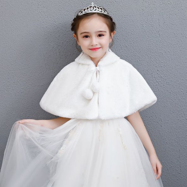 Avvolge Giacche Flower Girls Inverno Cappotto corto Baby Wedding Pelliccia sintetica Festa Mantello caldo Mantello Scialli per bambini