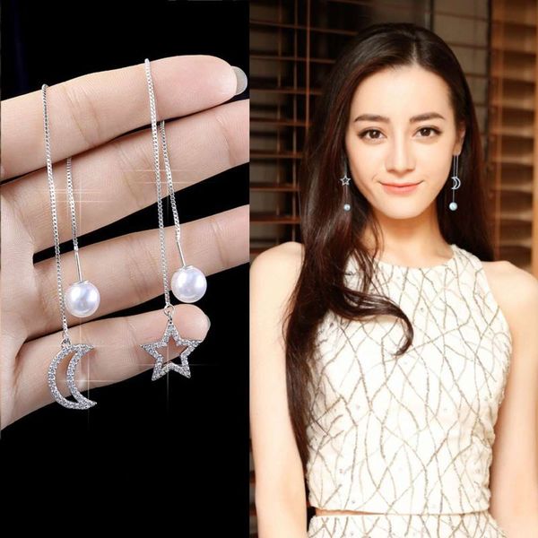 

earrings temperament long simple pearl earrings tassel