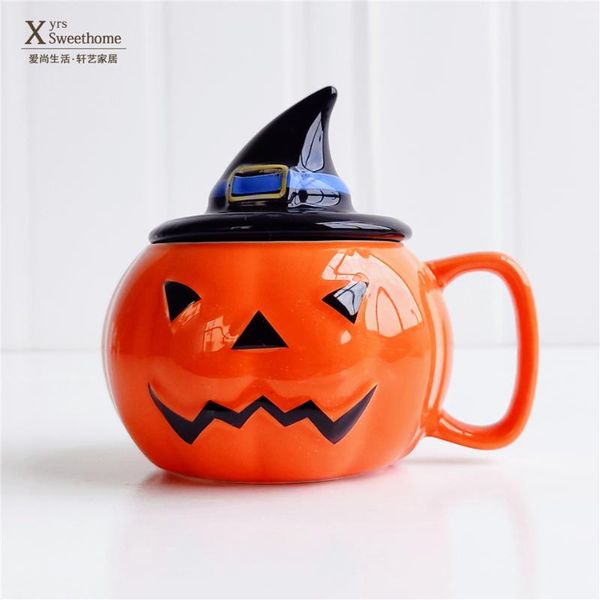

mugs ceramic mug pumpkin brat shape coffee cup halloween breakfast with lid cartoon