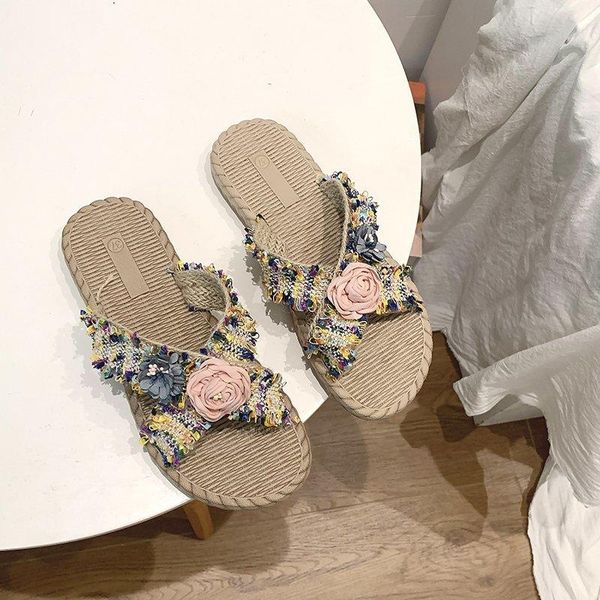 

sandals shoes woman handmade bohemian wind flat women's open toe flip flops beach slipper slippers, Black