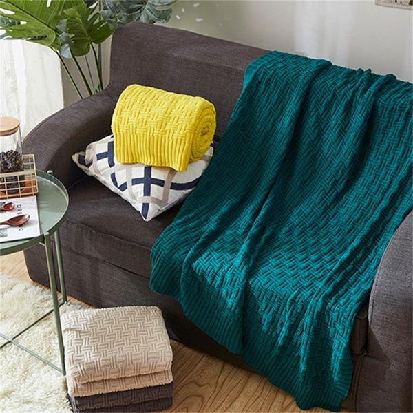

blankets spring style knitted blanket thick bamboo woolen line office lunch break