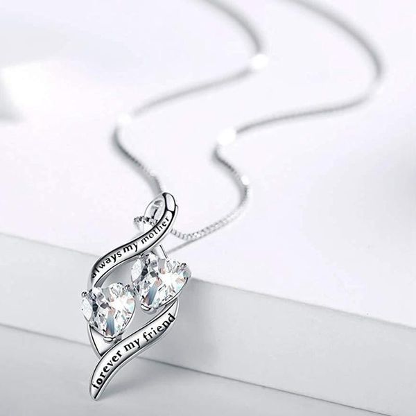 

pendant necklaces heart necklace made with crystals birthstone jewelry gifts for women silver-tone sterling silver