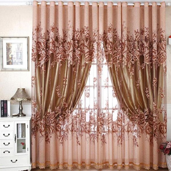 

curtain & drapes 50% drop1pc flower jacquard tulle window drape bedroom balcony living room decor