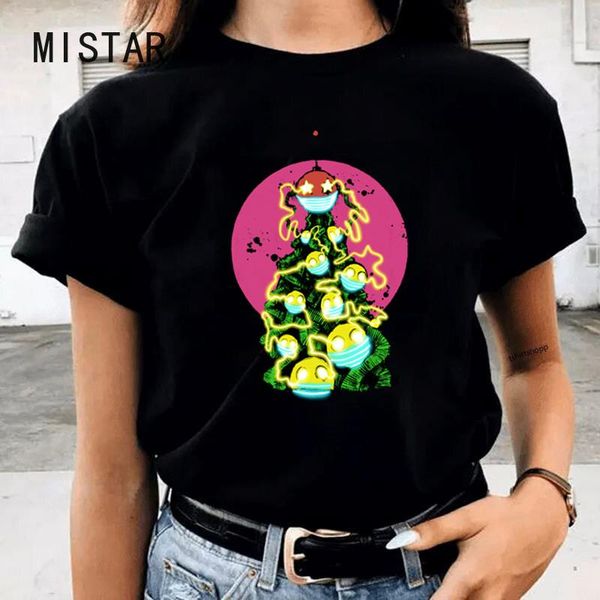 

women's t-shirt funny women printed christmas tree harajuku fashion shirt y2k short sleeve tees clothing anime graphic tshirt, White