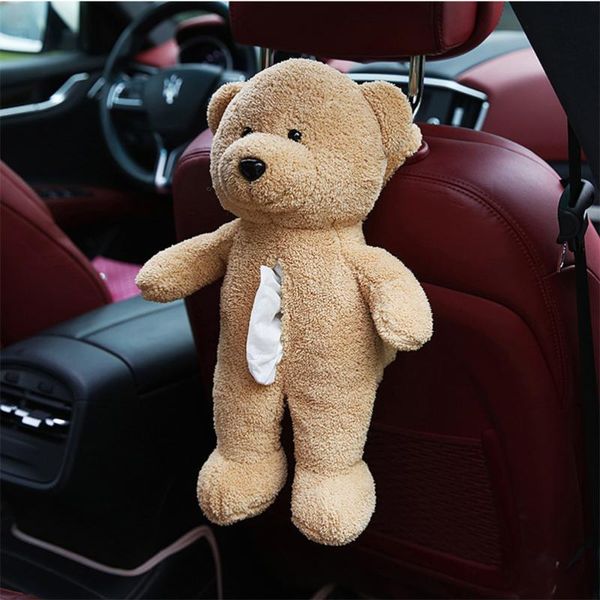 

tissue boxes & napkins cartoon bear box multi-purpose storage home deskdecoration khaki back-mounted holder for kitchen bathroom
