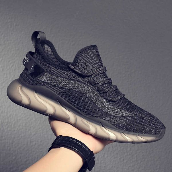 

2021 autumn large men's sho flying woven popcorn particl light sports running casual