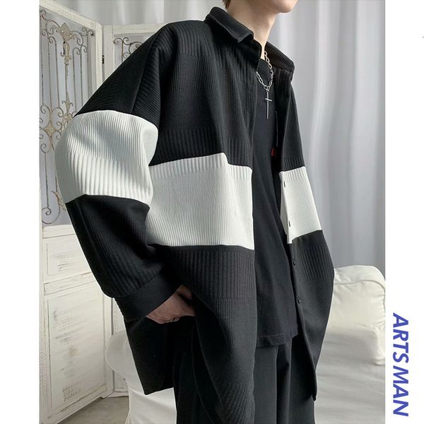 

men's jackets winter striped fashion shreds knitted velvet male cardigan sweater long sleeve casual high street sweatercoat black/grey, Black;brown