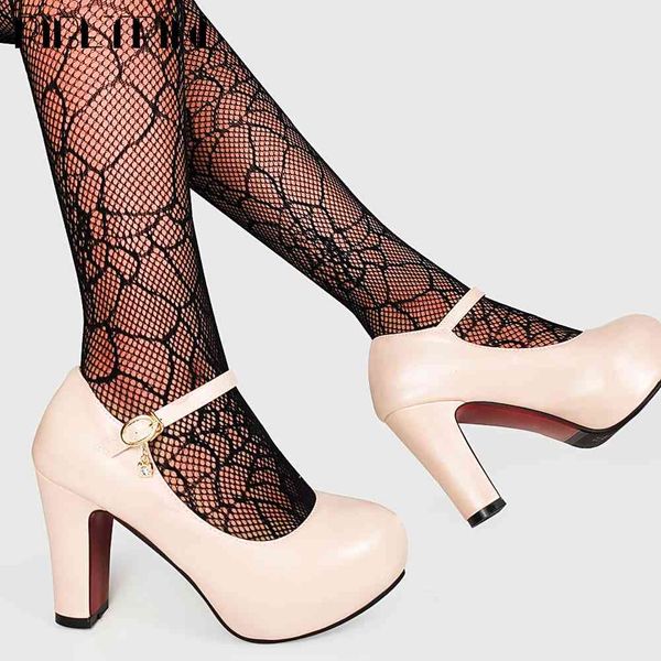 

sandals 2021 arrival female solid platform buckle high heel shoes women office lady mature fashion pumps, Black