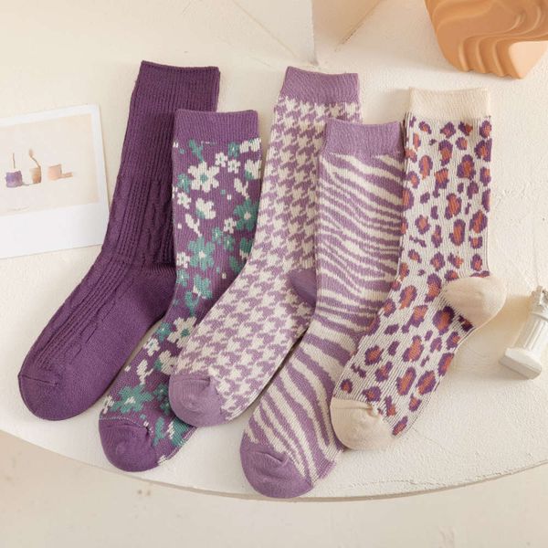 

medium length purple cotton medium autumn pile print trendy, Black;white