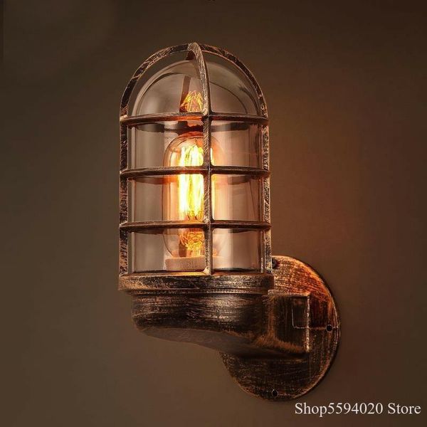 

wall lamp loft retro industrial birdcage corner american country bar corridor glass iron sconce lights