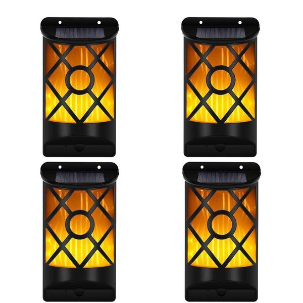

solar lamps outdoor flame deck fire lights waterproof fence lamp 96 led step dark sensor wall mounted post light for stair patio yard