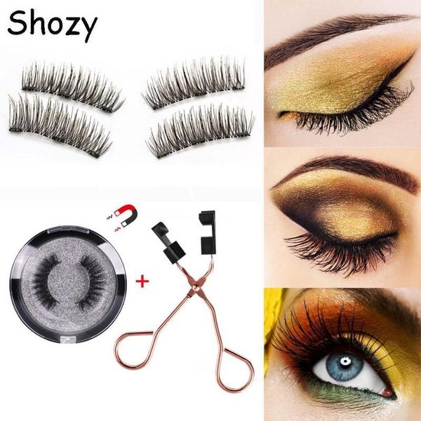 

shozy handmade 3d magnetic eyelashes with 3 magnets natural false quantum tweezer-24p-31