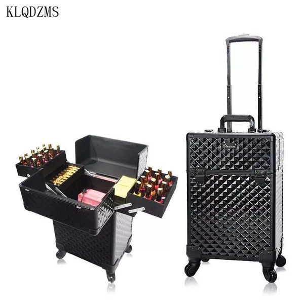 

makeup artist rolling cosmetic suitcase bag nails toolbox trolley luggage fashion portable bags & cases