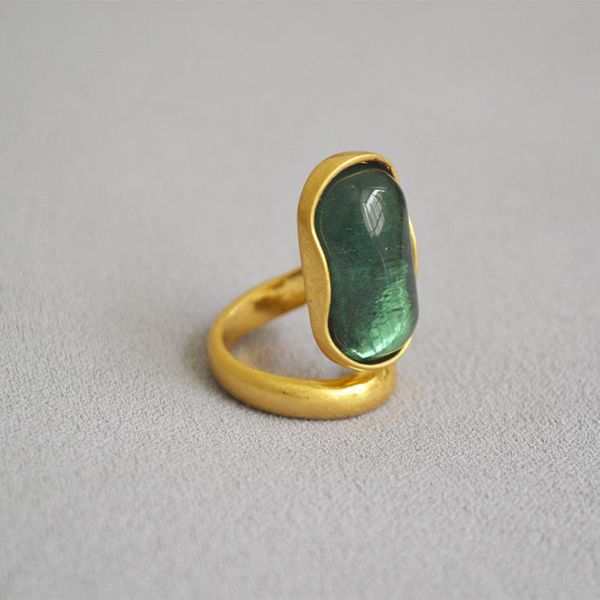 

cluster rings design deep sea ghost green dry old dull gold open exaggerated ring eat, Golden;silver
