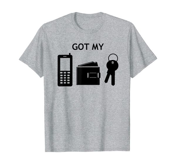 

got my phone wallet keys t-shirt, White;black